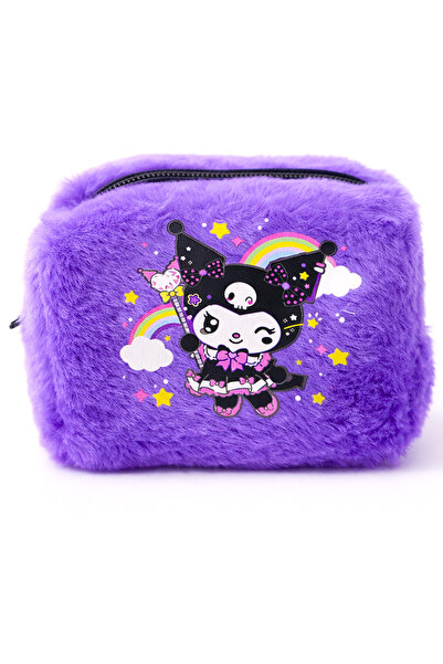 MakeWell Kuromi Designed Plush Makeup Bag with Mirror – Girl's Bag, Cute Wall...