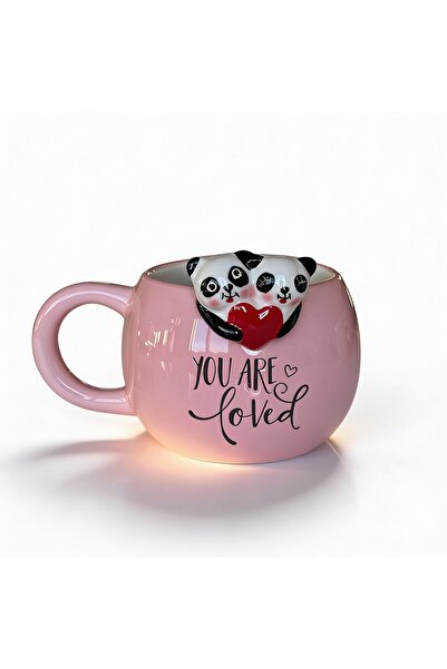 Rosie 3D kalp tutan Pandalar Kupa 420 ml