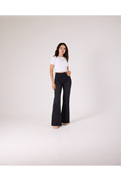 cracpot Kadın Denim Jean i Flare Comfort Yüksek Bel Ispanyol Paça Taşlanmış J...