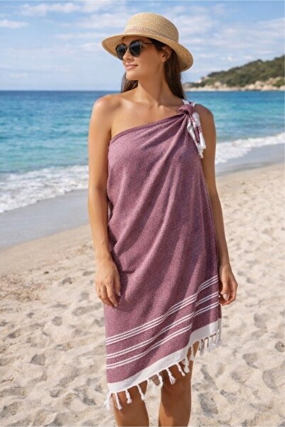 Mulberry Diamond Patterned Cotton Peshtemal Beach Towel 100X170 cm – Suitable...
