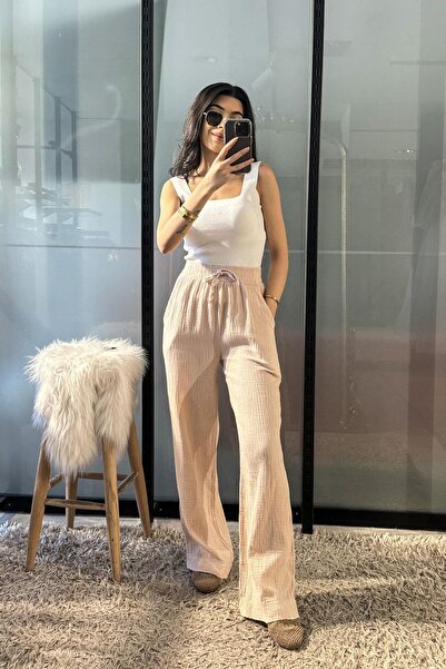 Noa&Noa Washable Wide Leg Trousers -Beige Beige