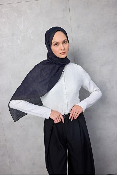 Silk Home Olinda Şal Monogram Desen Koyu Indigo 75x195