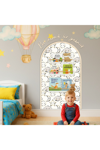 Sosyotab 75x122,5 cm Çocuk Bebek Odası Duvar Sticker Seti|Bir Varmış Yazısı +...