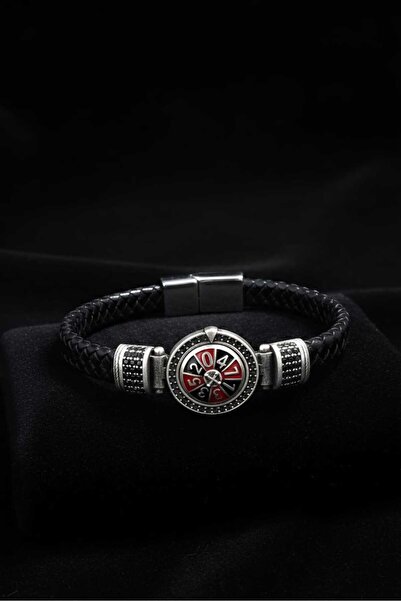 Beksy Accessory Erkek Hakiki Örme Deri Bileklik - Rulet Retro Casino Figürlü ...