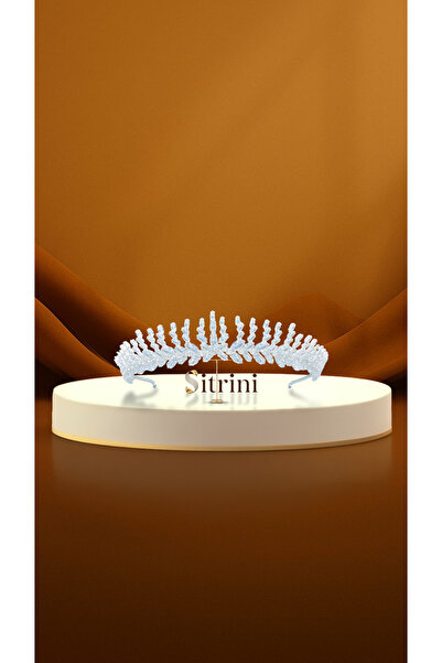 sitrini Valia Bridal Crown Zircon Stone Wedding Hair Accessory