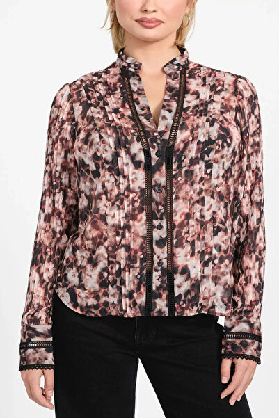 Guess New Josette Long Sleeve Women's Red Shirt W5Rh16Wdw82-Pm6M