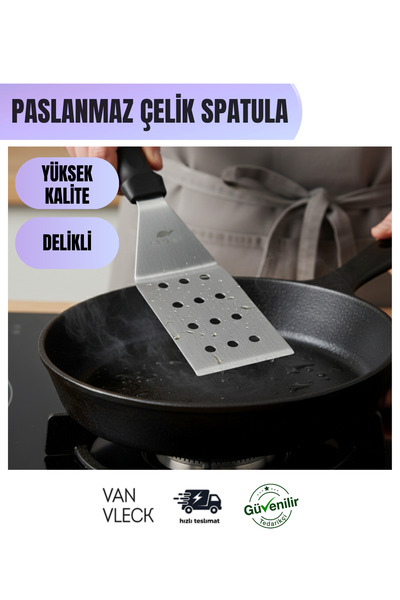 VAN VLECK Paslanmaz Çelik Delikli Spatula – Isıya Dayanıklı Servis ve Pişirme...