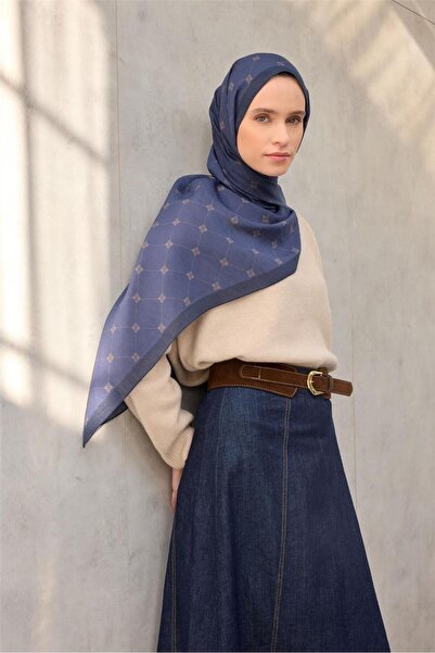 Silk Home Olinda Şal Monogram Desen Mavi 75*195