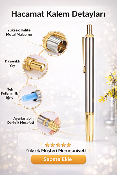 TeknoEser Ayarlanabilir Derinlikli Metal Hacamat Kalemi – Tek Kullanımlık İğn...