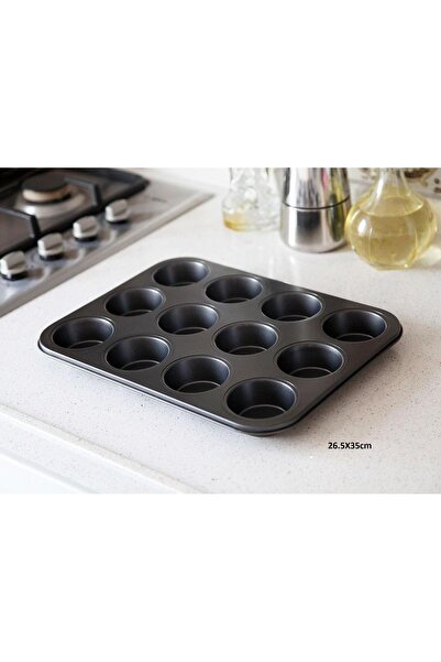 GÖNÜL COLLECTION Gönül Metal 12 Muffin Mold 35×26 cm
