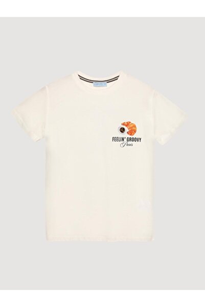 Quzu cu imprimeu supradimensionat tricou -Ecru