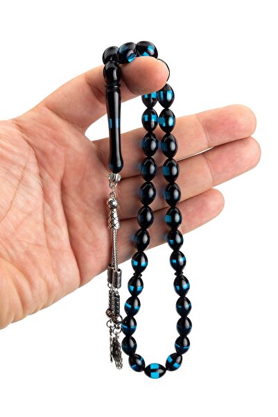 EHİNOS Men's Gift Prayer Beads, Blue Prayer Beads, Powder Amber Prayer Beads