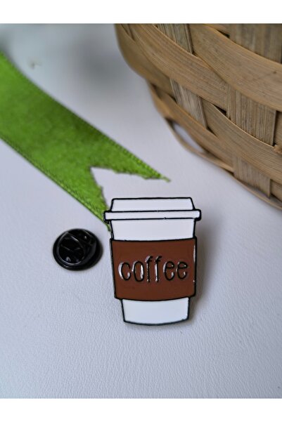 Esey Dizayn Kahve Coffee Rozet Metal Broş - Yaka Rozet - Çanta Broş - Şapka R...