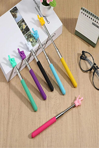 Rosemor 5 Adet Uzayabilir Sevimli Parmak Öğretmen İşaret Tahta Çubuğu Portatif Teleskopik Çubuk 20cm 67cm