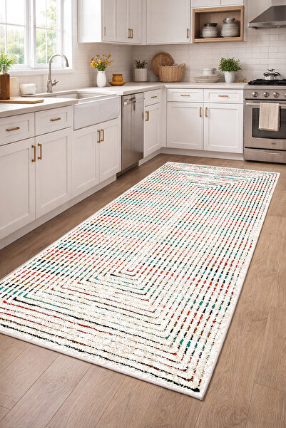 Nihai Ev Dijital Baskı Leke Tutmaz Yıkanabilir Altı Kaymaz Mutfak Halısı Salo...