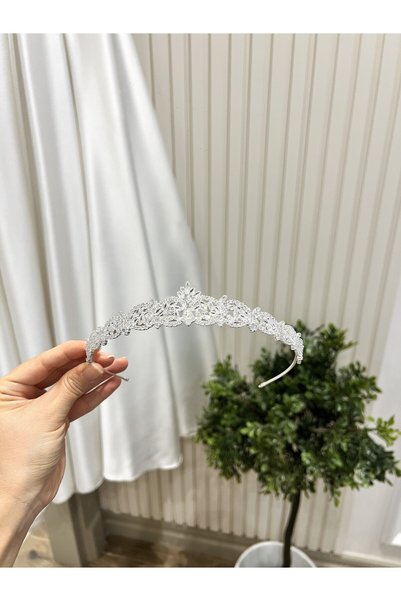 Taşmeran Zircon Stone Design Bridal Tiara High Quality Wedding Henna Engagement Promise Crown A-20 Tky0457