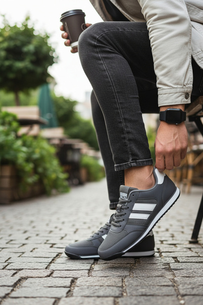 enoch Pantofi sport retro cu dungi pentru bărbați - Adidași casual cu detalii...
