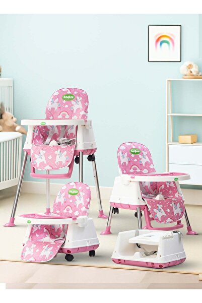 BAYBEE كرسي طعام للأطفال قابل للتحويل مع صينية، وعجلات، وحزام أمان، وارتفاع ق...