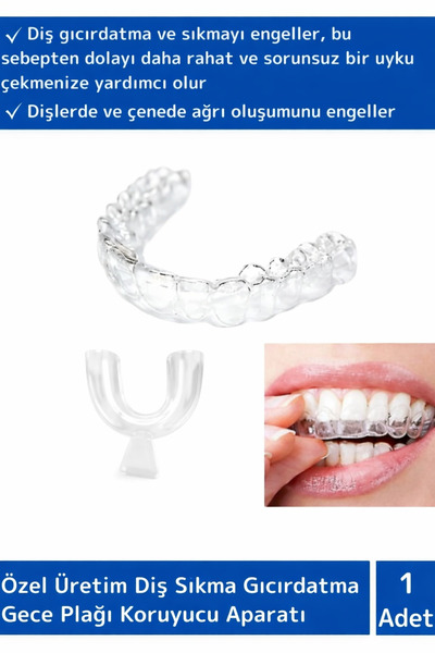 TeknoEser Diş Koruyucu ve Sıkma Önleyici Gece Plağı Kutulu– Şeffaf, Ağrısız, ...