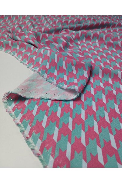 Kumaş Parça Țesătură din viscoză în culori turcoaz și roz (lățime 130 cm x lu...