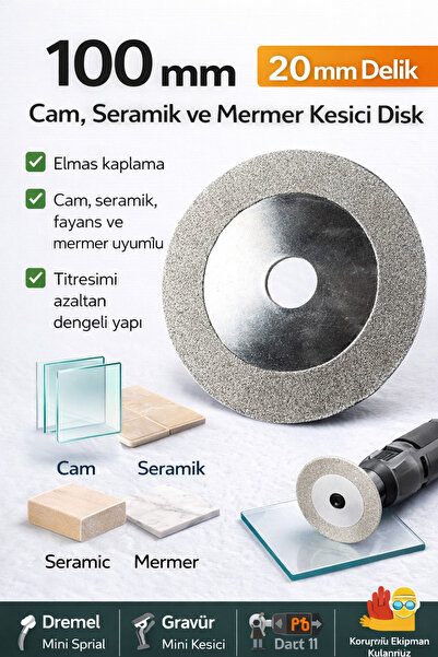 SENBANG Elmas Kesme Diski 100 mm – 20 mm Delik | Cam, Seramik ve Mermer Kesic...