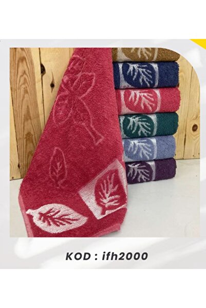 Bilmar Bukle Jacquard Leaf Patterned Hand and Face Towel 50 X 90 cm X 6 Pieces