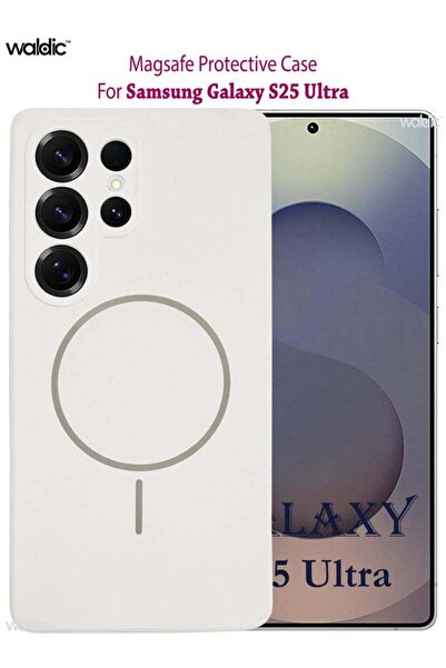 Generic غطاء خلفي متوافق مع ماج سيف لهاتف سامسونج جالاكسي إس 25 ألترا - أبيض