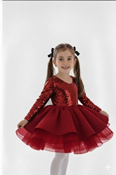 shop Girl's Red Sequin Dress,Birthday Dress,Party Dress
