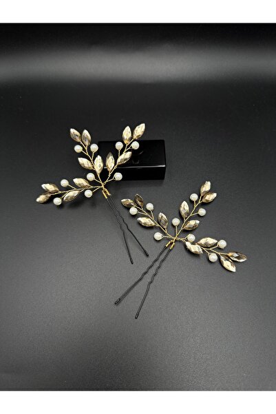 gelinmz دبوس شعر للعروس بتفاصيل من اللؤلؤ والكريستال - مجموعة من قطعتين