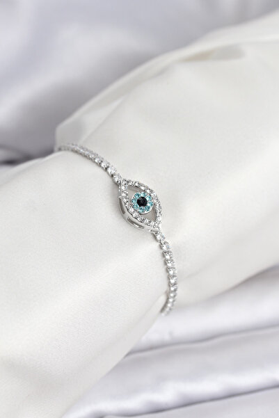 Lisinya Eye Model Zircon Stone Silver Color Elevator Waterway Bracelet - Tygoo