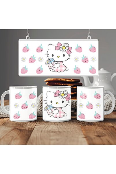 Beramussa Sevimli Karakter Hello Kitty Figürlü 1 Adet Kupa Bardak – Çilek Des...