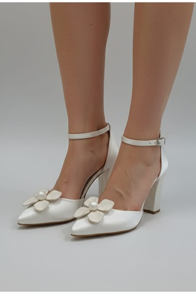 ŞAH Elegant Pearl Stone 9cm Thick Heel Wedding Dress Wedding Evening Dress Shoes