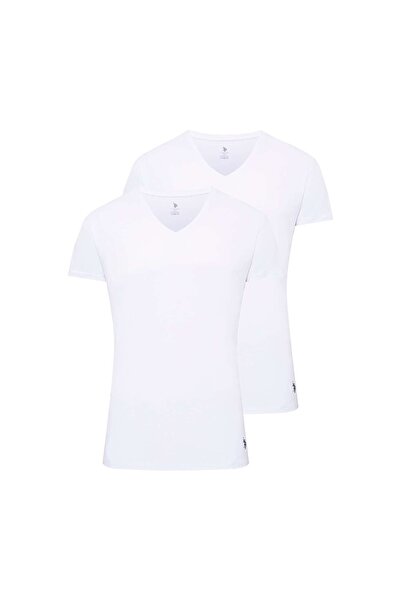 U.S. Polo Assn. Men's 2-Pack Short Sleeve V-Neck 100% Cotton T-Shirt Undershirt