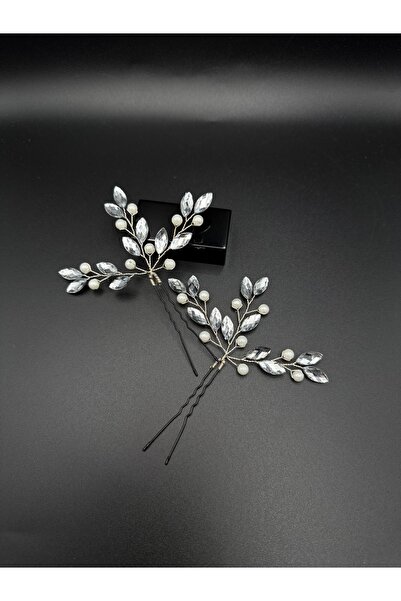 gelinmz دبوس شعر للعروس بتفاصيل من اللؤلؤ والكريستال - مجموعة من قطعتين