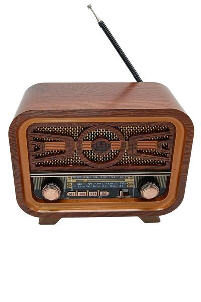 Dünyadan Hediyeler Radyo Retro Ceviz Bluetooth Hoparlör TF Kart Şarjlı Led N1B2