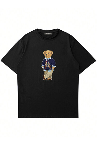Mad&Calf Unisex Teddy Dady Printed Crew Neck Oversized Tshirt