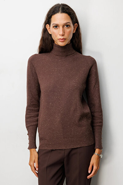 ON TRİKO Turtleneck Sparkly Knit Sweater 69318