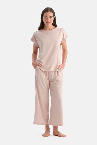 Dagi Basic Combed Cotton T-Shirt and Pants Set