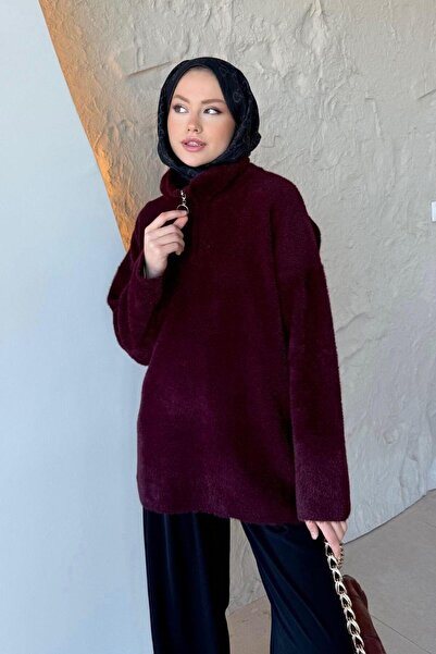 Şulemoda Giyim Niobe Angora Casual Sweater Burgundy