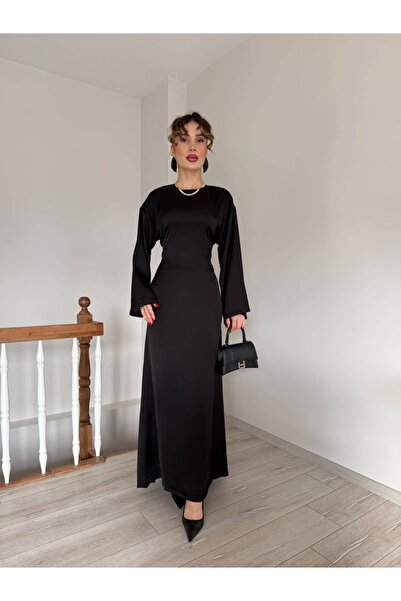 YK FASHION Saten Çapraz Bağlamalı Elbise
