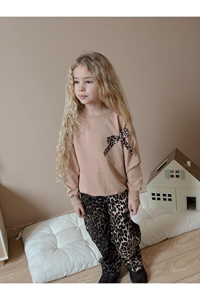 CARLA MARA Set de pantaloni și top pentru fetiță imprimeu leopard cu talie el...