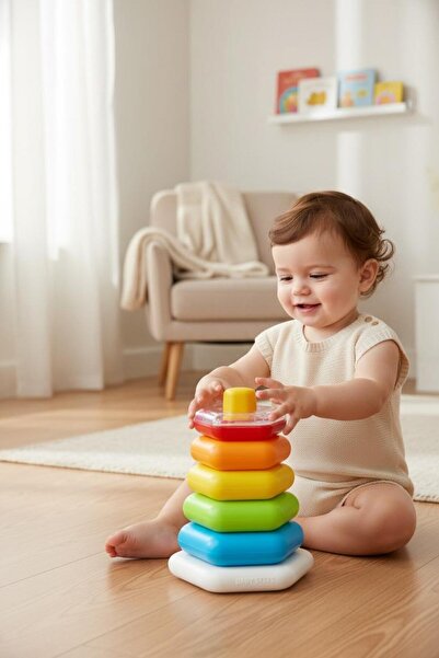 BYCEGU 46904 BİR ADET ÇINGIRAK BEŞ ADET HALKASIYLA OYUNCAK ZEKA GELİŞRİCİ ALT...