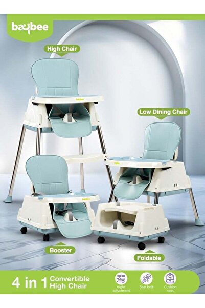 BAYBEE 4-in-1 baby Adjustable high chair with tray, footrest & safety belt fo...
