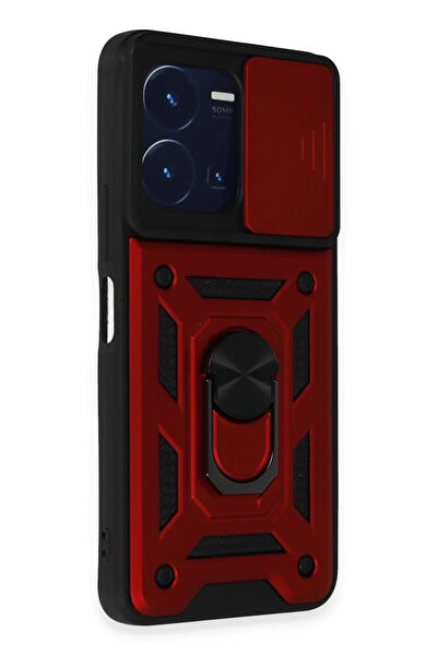 BSN STİL Bsnshop Vivo Y35 Case Pars Silicone with Lens Ring - Red 1058986