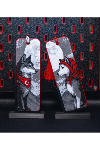 Akgün's علامة كتاب رومانسية - تصميم الذئب لعشاق الحب - قطعتان
