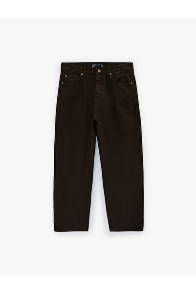 Koton Βαμβακερό φαρδύ τζιν παντελόνι με πέντε τσέπες κανονικής εφαρμογής