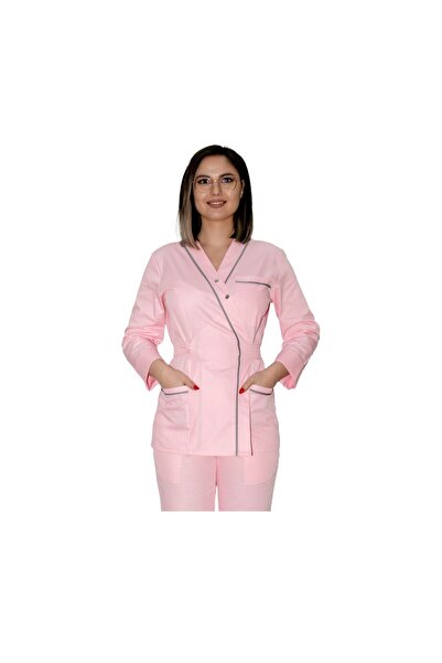LifeStyle Medical Halat kimono medical dama, maneca lunga, tercot, L, roz