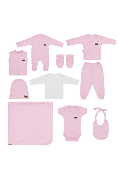 Erkek - Kız Bebek 10 Parça Hastane Çıkışı Zıbın Seti Natural Pastel Renk