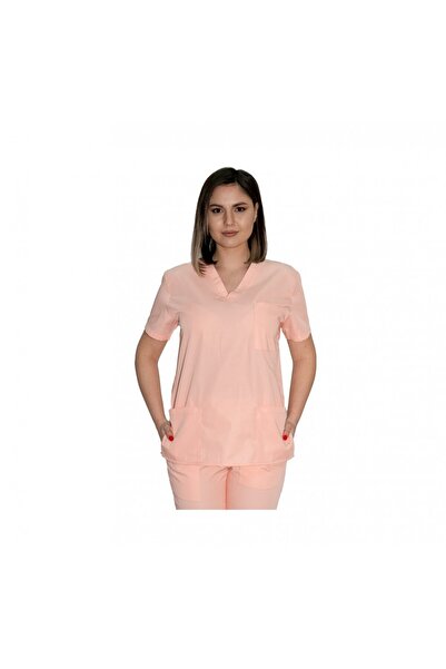 LifeStyle Medical Tercot women's short-sleeved medical blouse, S, peach