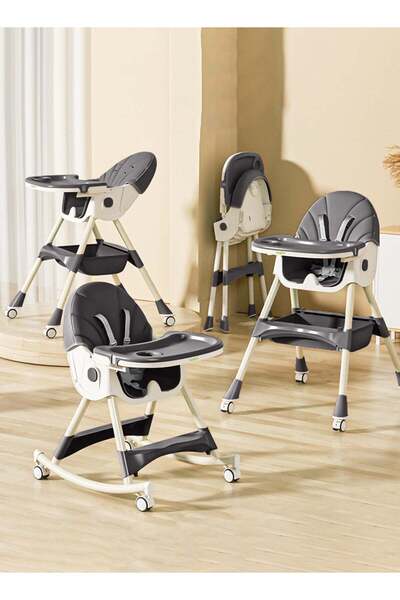 BAYBEE كرسي طعام للأطفال 3 في 1 مزود بمقعد داعم، وكرسي هزاز، وعجلات، وإمكانية...